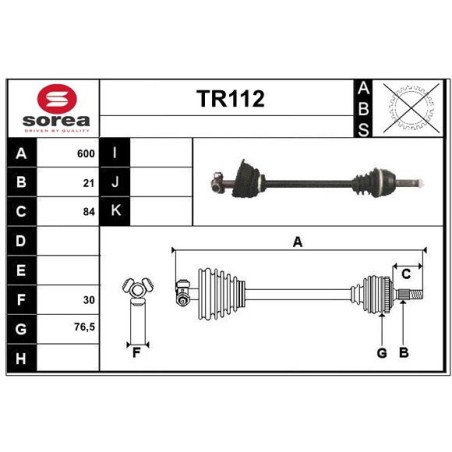 Cardan Arbre de Transmission avant Gauche Pour Renault Express Rapid 7700109830