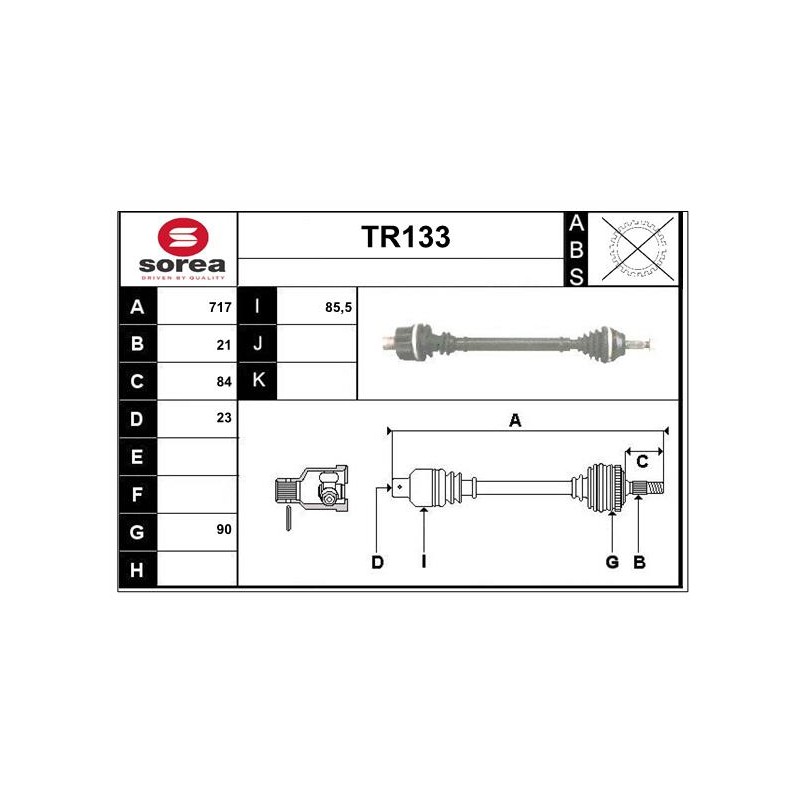 Cardan Arbre de Transmission Avant Droit Pour Renault Clio I 7701367623