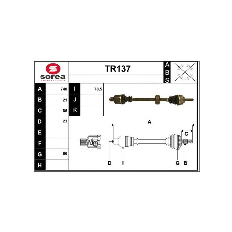 Cardan Arbre de Transmission Avant Droit Pour Renault Clio II Kangoo 7701352465
