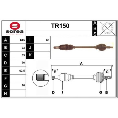 Cardan Arbre de Transmission avant Gauche Pour Renault Clio III Modus 7711368363