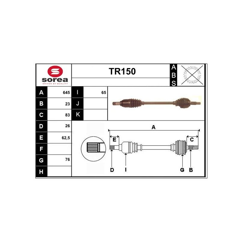 Cardan Arbre de Transmission avant Gauche Pour Renault Clio III Modus 7711368363