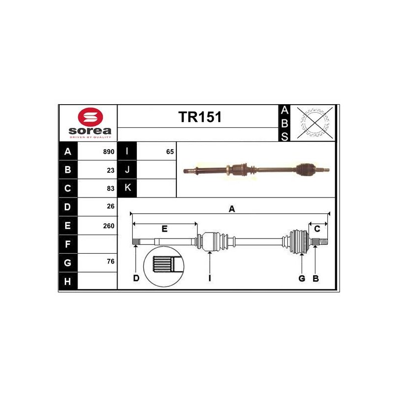 Cardan Arbre de Transmission Avant Droit Pour Renault Clio III Modus 7711368368