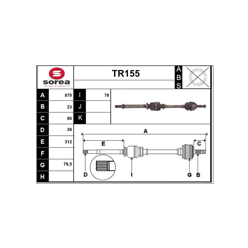 Cardan Arbre de Transmission Avant Droit Pour Renault Twingo II 8201235803