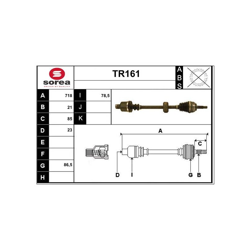 Cardan Arbre de Transmission Avant Droit Pour Renault Clio II Kangoo 7700108321