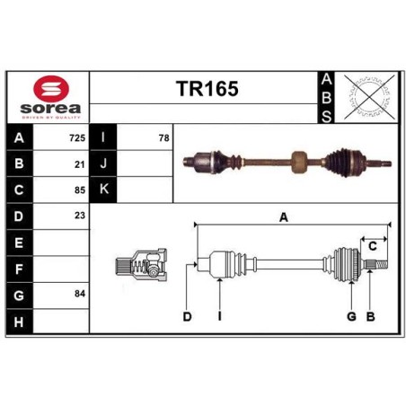 Cardan Arbre de Transmission Avant Droit Pour Renault Clio II Kangoo 8200844455