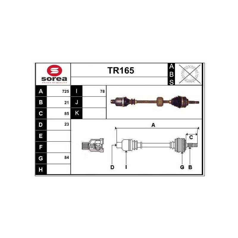 Cardan Arbre de Transmission Avant Droit Pour Renault Clio II Kangoo 8200844455