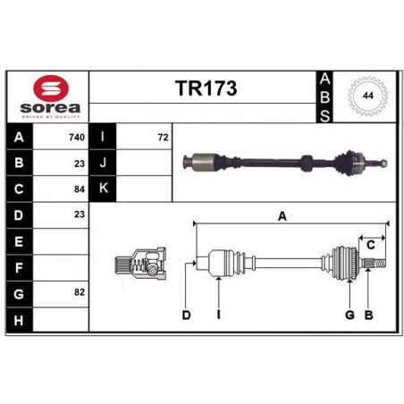 Cardan Arbre de Transmission Avant Droit Pour Renault Kangoo 8200144764