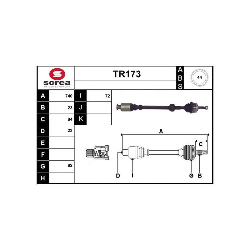 Cardan Arbre de Transmission Avant Droit Pour Renault Kangoo 8200144764