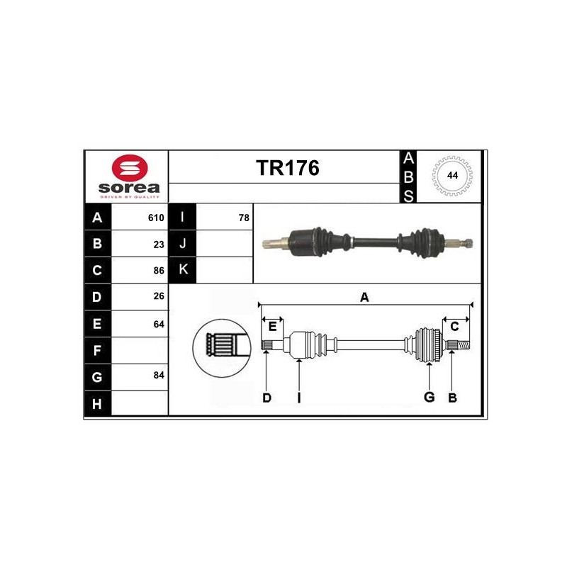 Cardan Arbre de Transmission avant Gauche Pour Renault Clio II Kangoo 7711368569