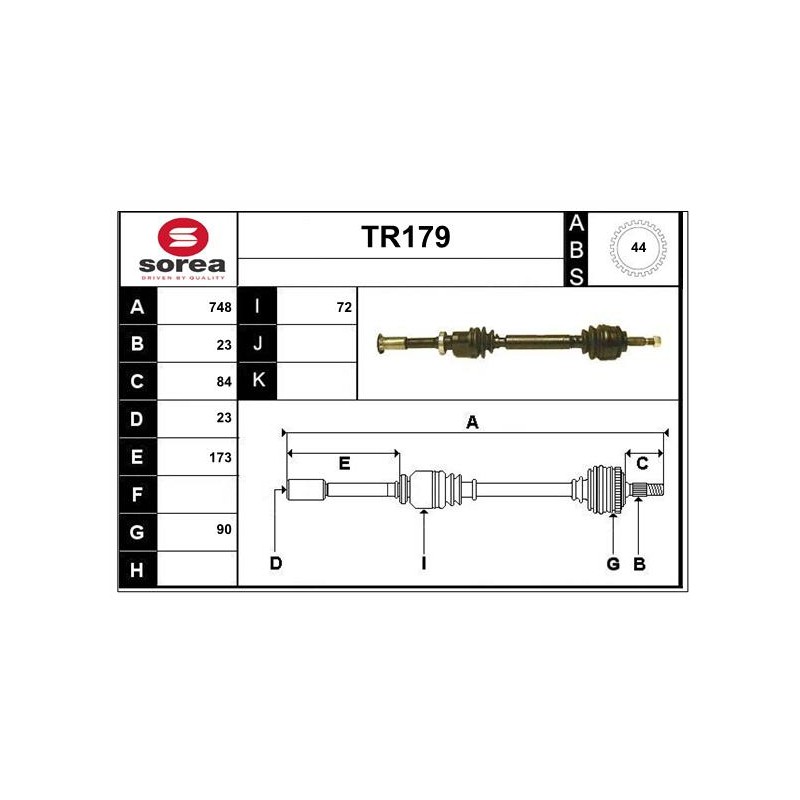 Cardan Arbre de Transmission Avant Droit Pour Renault Clio II 8200257767