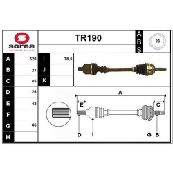 Cardan Arbre de Transmission avant Gauche Pour Renault Clio II Kangoo 8200531844