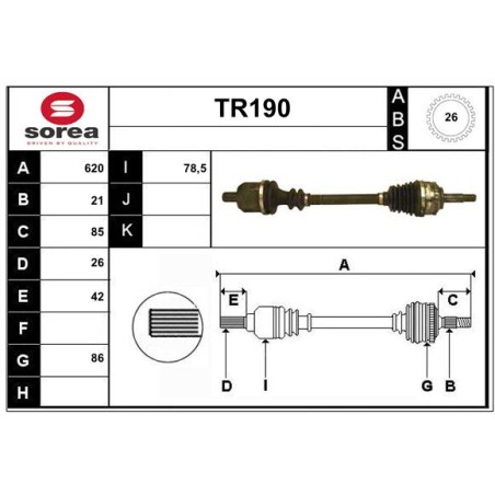 Cardan Arbre de Transmission avant Gauche Pour Renault Clio II Kangoo 8200531844