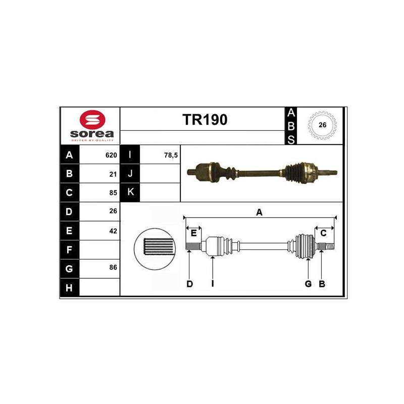 Cardan Arbre de Transmission avant Gauche Pour Renault Clio II Kangoo 8200531844