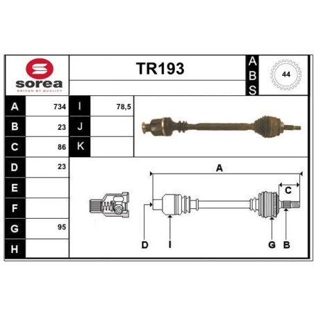 Cardan Arbre de Transmission Avant Droit Pour Renault Clio II 7711134459