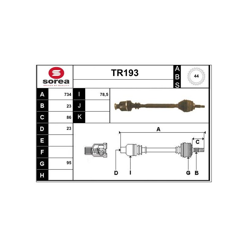 Cardan Arbre de Transmission Avant Droit Pour Renault Clio II 7711134459