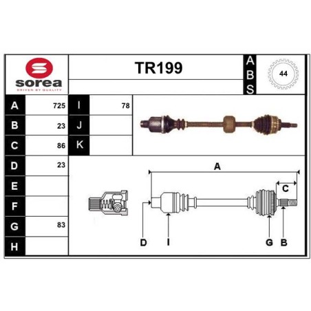 Cardan Arbre de Transmission Avant Droit Pour Renault Clio II Kangoo Thalia