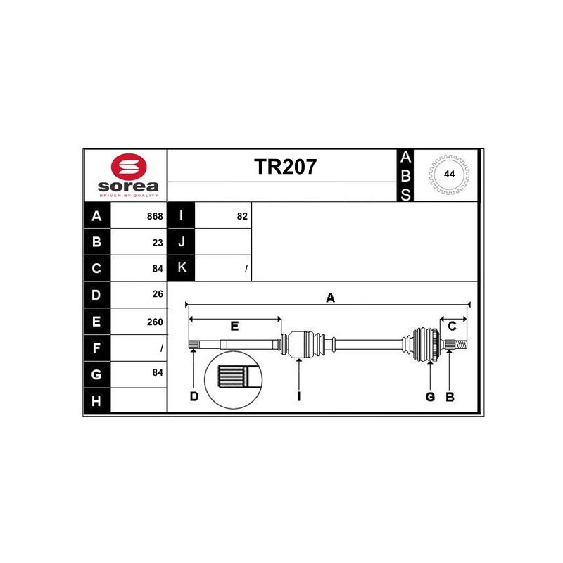 Cardan Arbre de Transmission Pour Renault Kangoo 7711368570 8200450241