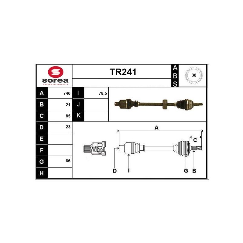 Cardan Arbre de Transmission Avant Droit Pour Renault Twingo I 8200844449