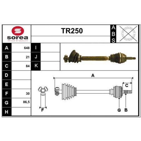 Cardan Arbre de Transmission avant Gauche Pour Renault Megane I 7701352596