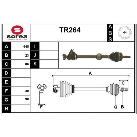 Cardan Arbre de Transmission avant Gauche Pour Renault Megane I 7701352414