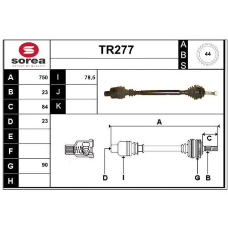 Cardan Arbre de Transmission Avant Droit Pour Renault Megane I Scenic 7711134289