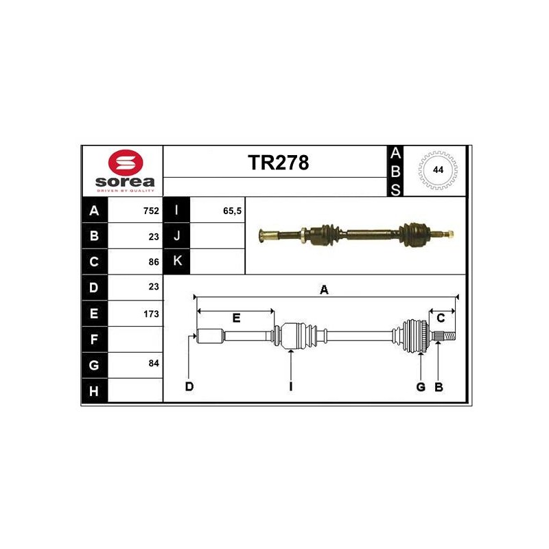 Cardan Arbre de Transmission Avant Droit Pour Renault Megane I 7700106265