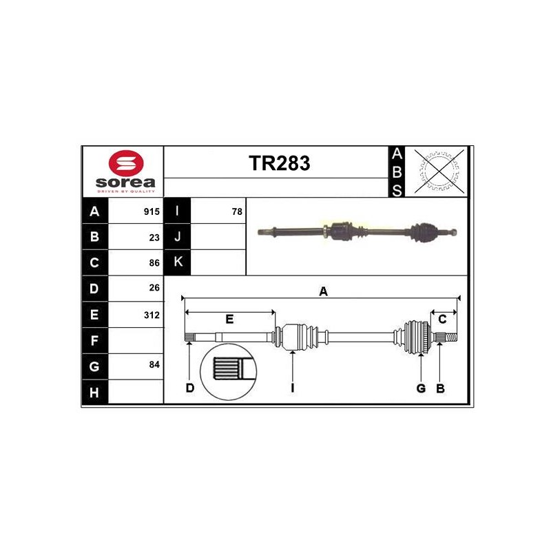 Cardan Arbre de Transmission Avant Droit Pour Renault Megane II 8200613827