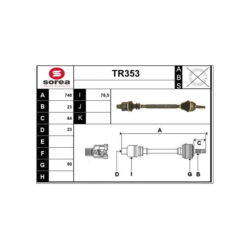 Cardan Arbre de Transmission Avant Droit Pour Renault Laguna I 7711135197