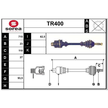 Cardan Arbre de Transmission Avant Pour Renault Trafic 7700769035 7700769036