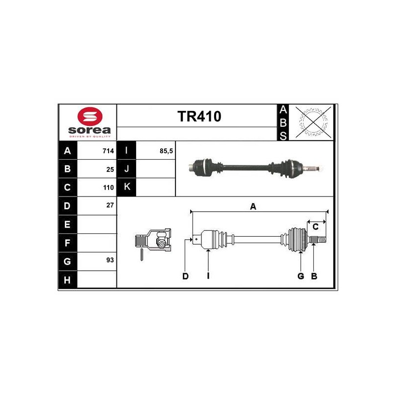 Cardan Arbre de Transmission Avant Pour Renault Trafic 7700850487 7700850488