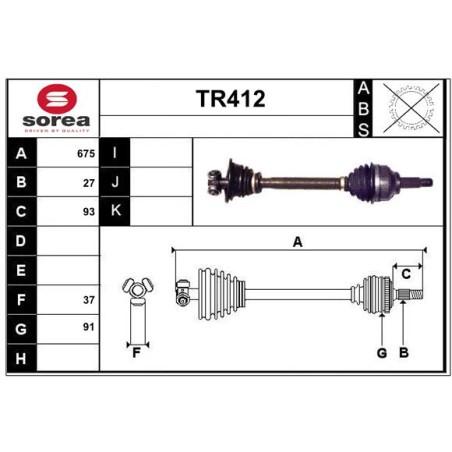 Cardan Arbre de Transmission avant Gauche Pour Renault Opel Nissan Vauxhall