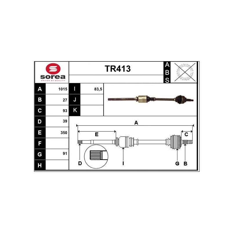 Cardan Arbre de Transmission Avant Droit Pour Renault Opel Nissan Vauxhall