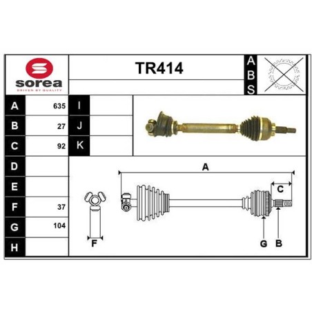 Cardan Arbre de Transmission avant Gauche Pour Renault Trafic II Opel Vivaro A