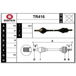 Cardan Arbre de Transmission avant Gauche Pour Renault Opel Nissan 391016100R