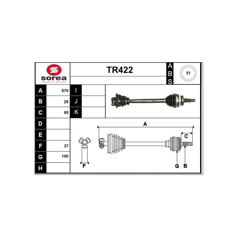 Cardan Arbre de Transmission avant Gauche Pour Renault Opel Nissan Vauxhall