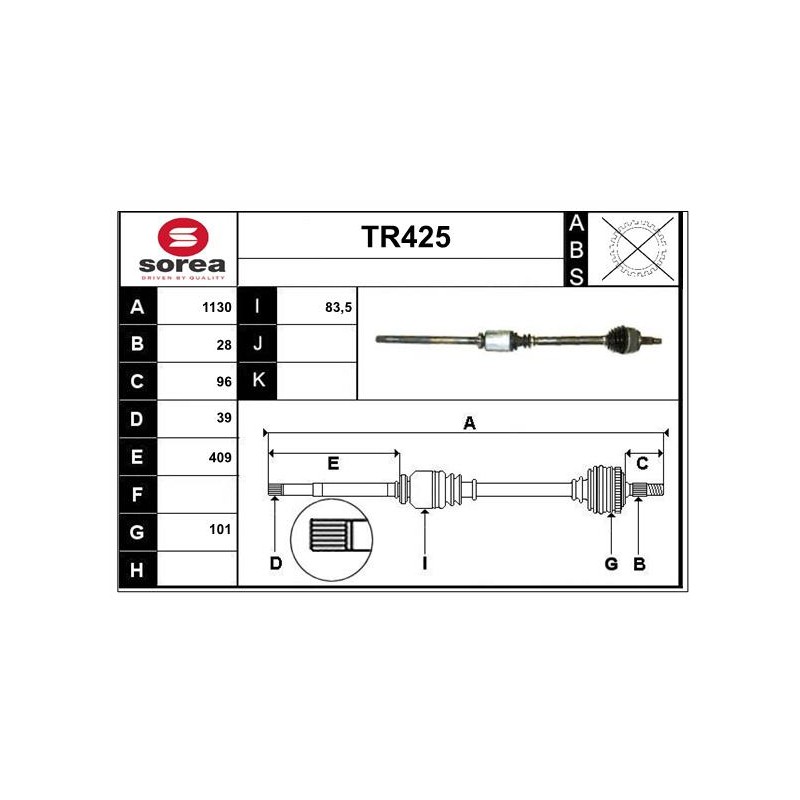 Cardan Arbre de Transmission Avant Droit Pour Renault Opel Nissan Vauxhall