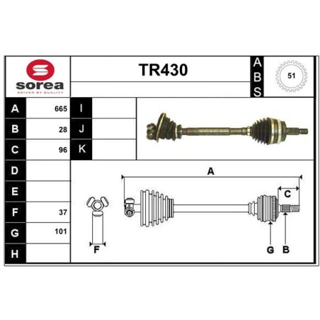Cardan Arbre de Transmission avant Gauche Pour Renault Opel Nissan Vauxhall