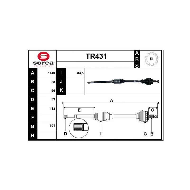 Cardan Arbre de Transmission Avant Droit Pour Renault Opel Nissan Vauxhall