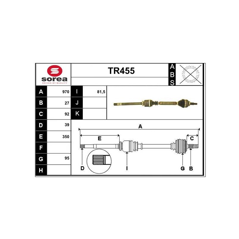 Cardan Arbre de Transmission Avant Droit Pour Renault Laguna II 7711497235