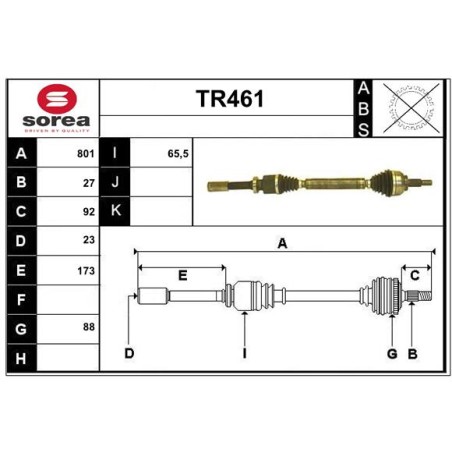 Cardan Arbre de Transmission Avant Droit Pour Renault Laguna II 7711134780