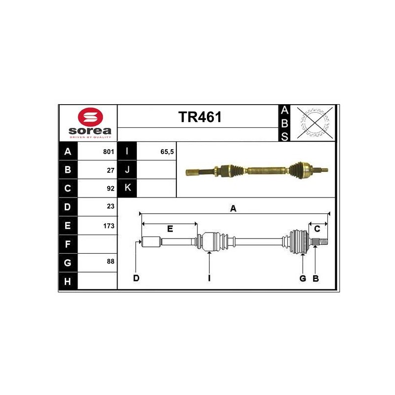 Cardan Arbre de Transmission Avant Droit Pour Renault Laguna II 7711134780