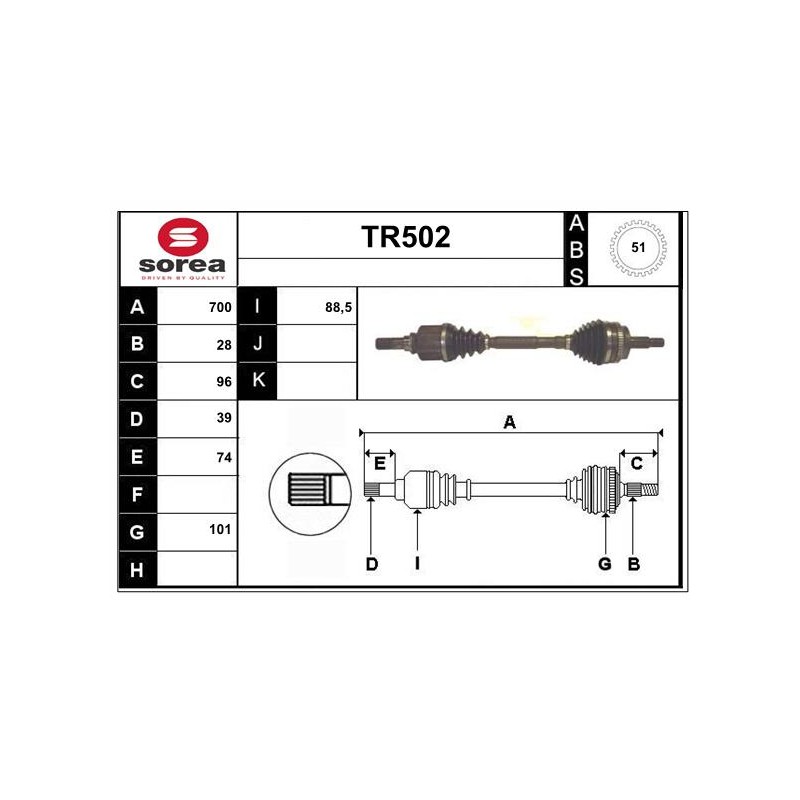 Cardan Arbre de Transmission avant Gauche Pour Renault Opel Nissan 8200776533