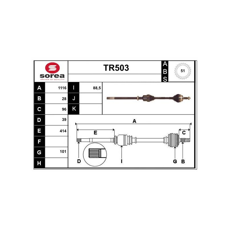 Cardan Arbre de Transmission Avant Droit Pour Renault Opel Nissan 8201187695