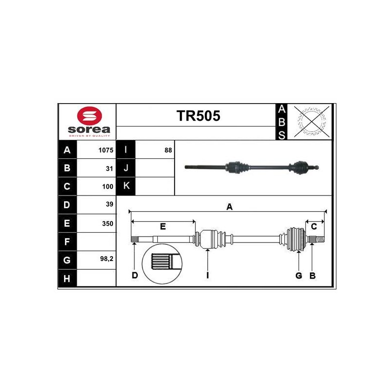 Cardan Arbre de Transmission Avant Droit Pour Renault Opel Nissan 8200842369