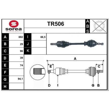 Cardan Arbre de Transmission Pour Renault Opel Fiat Nissan 391013827R 391018696R