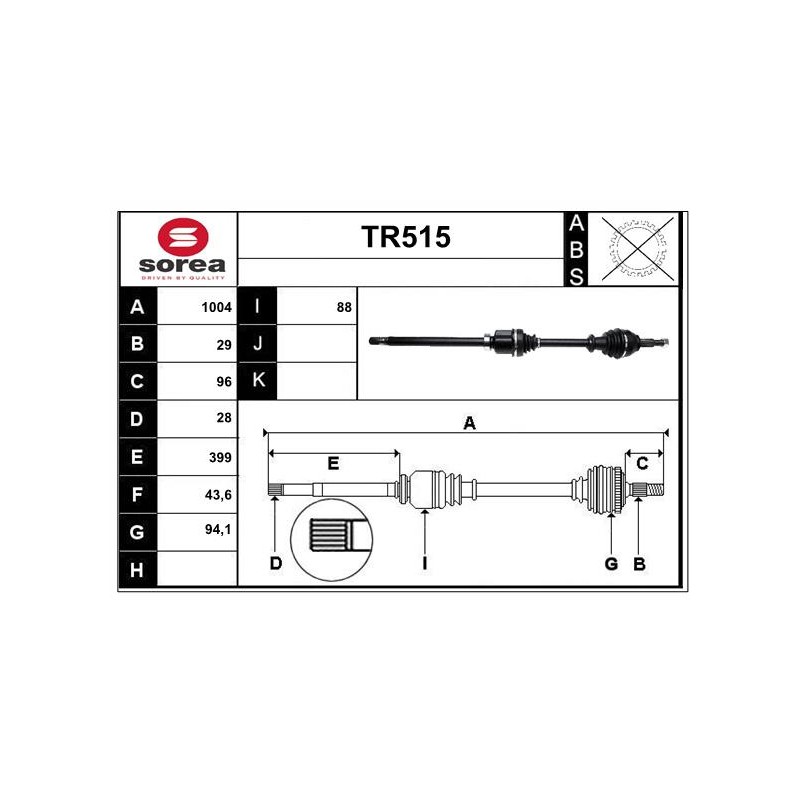 Cardan Arbre de Transmission Pour Renault Trafic III Nissan NV300 Kombi
