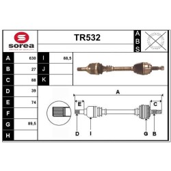 Cardan Arbre de Transmission avant Gauche Pour Renault Laguna III 8201235787