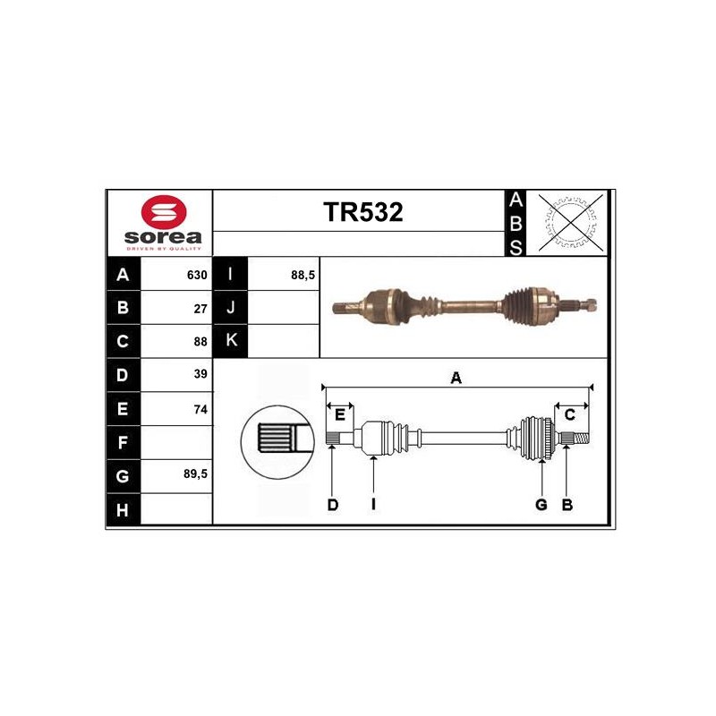 Cardan Arbre de Transmission avant Gauche Pour Renault Laguna III 8201235787