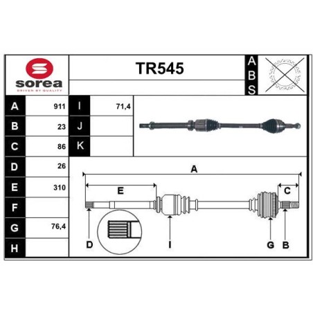 Cardan Arbre de Transmission Avant Droit Pour Renault Clio IV 391000262R