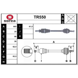 Cardan Arbre de Transmission avant Gauche Pour Renault 7711497229 8200330413